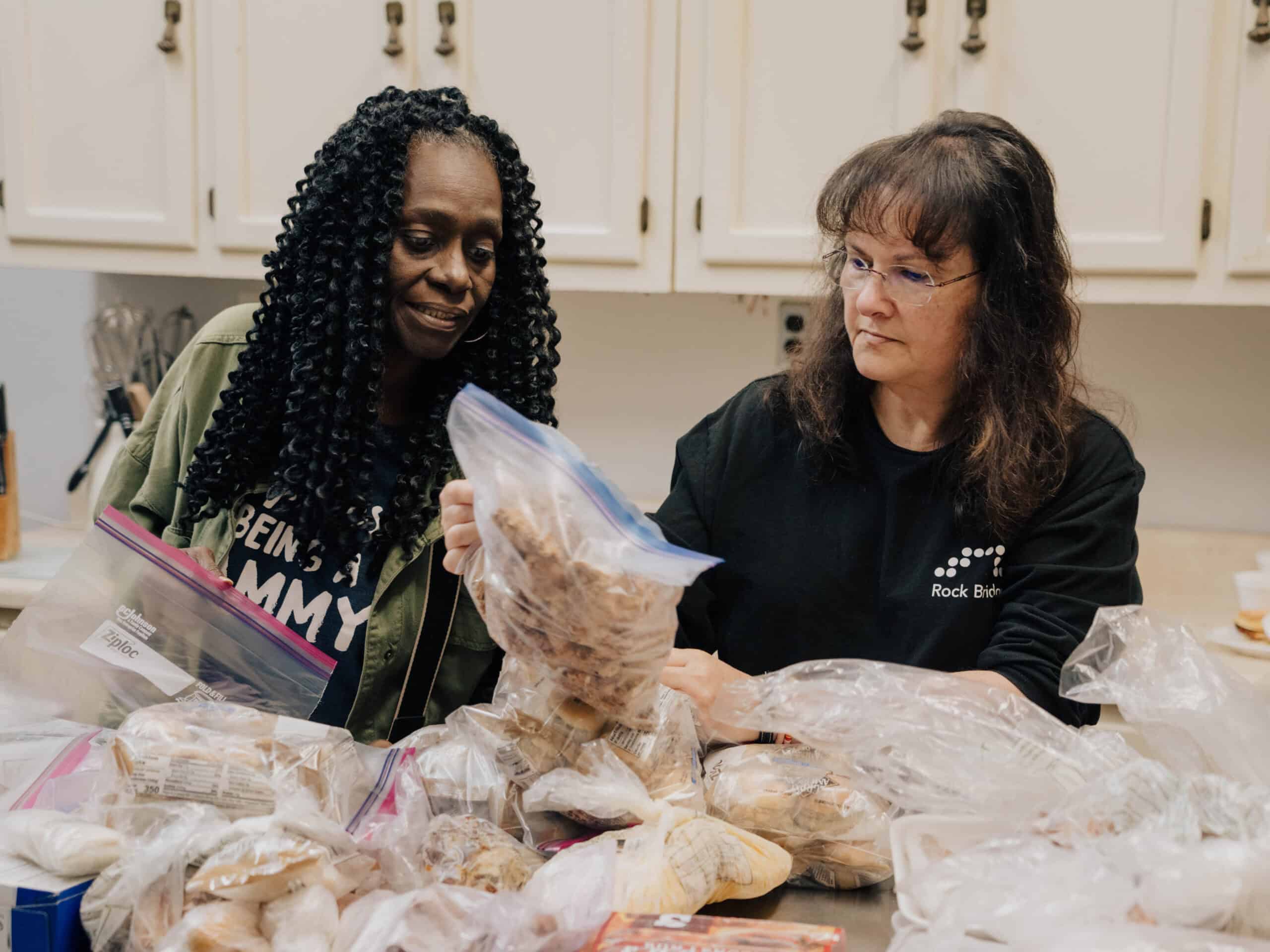 women preparing ingredients